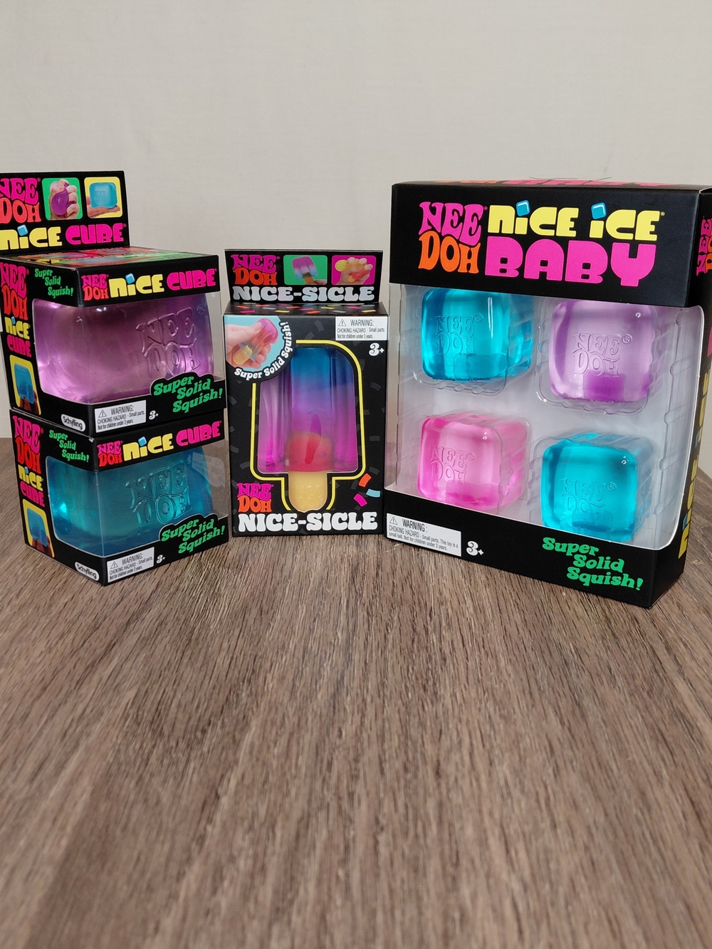 Needoh Squishy Lot Needoh Nice-sicle, Blue & Pink Nice Cubes, & Nice Ice Baby